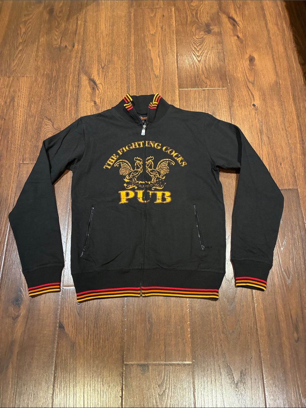 Ben Sherman Black Bomber Jacket with Gold and Red Trim